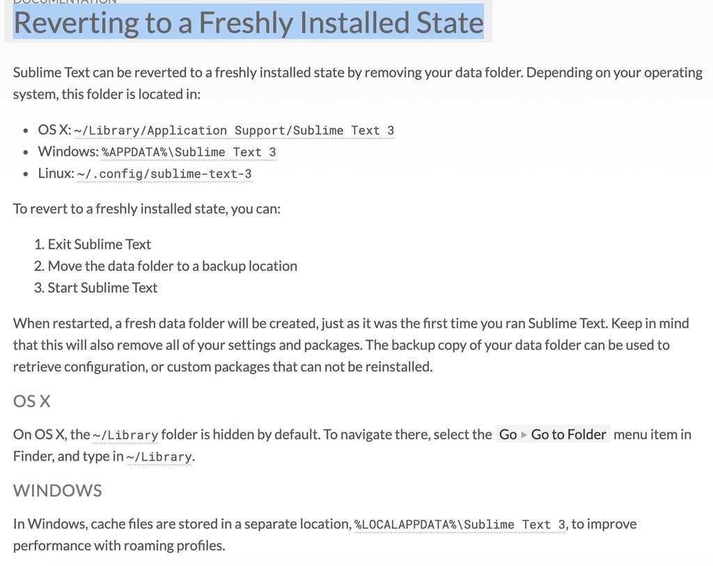恢复Sublime text设置