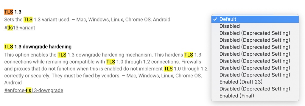 chrome 设置TLS